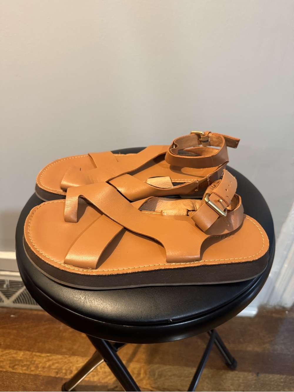 Women's Madewell Tan Leather Ankle-Strap Sandals size 7